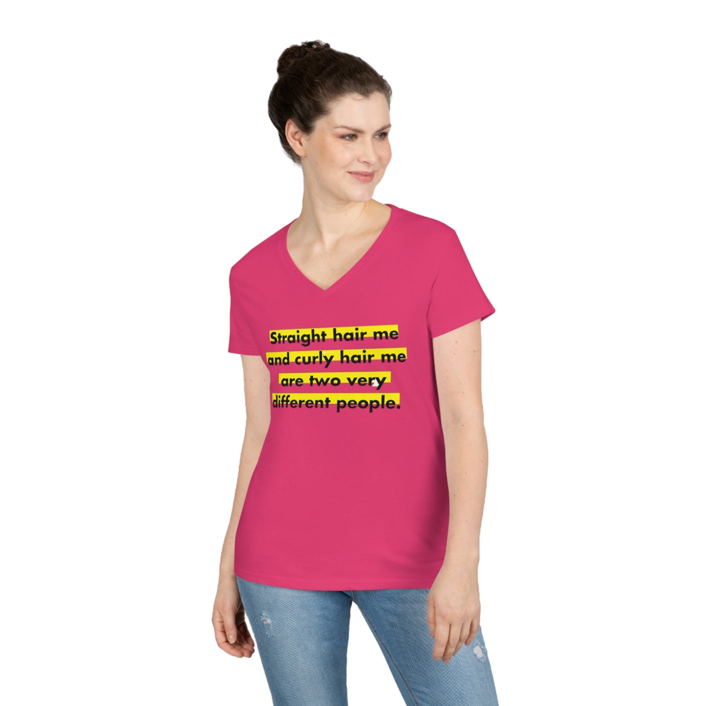Straight & Curly Me V-Neck T-Shirt