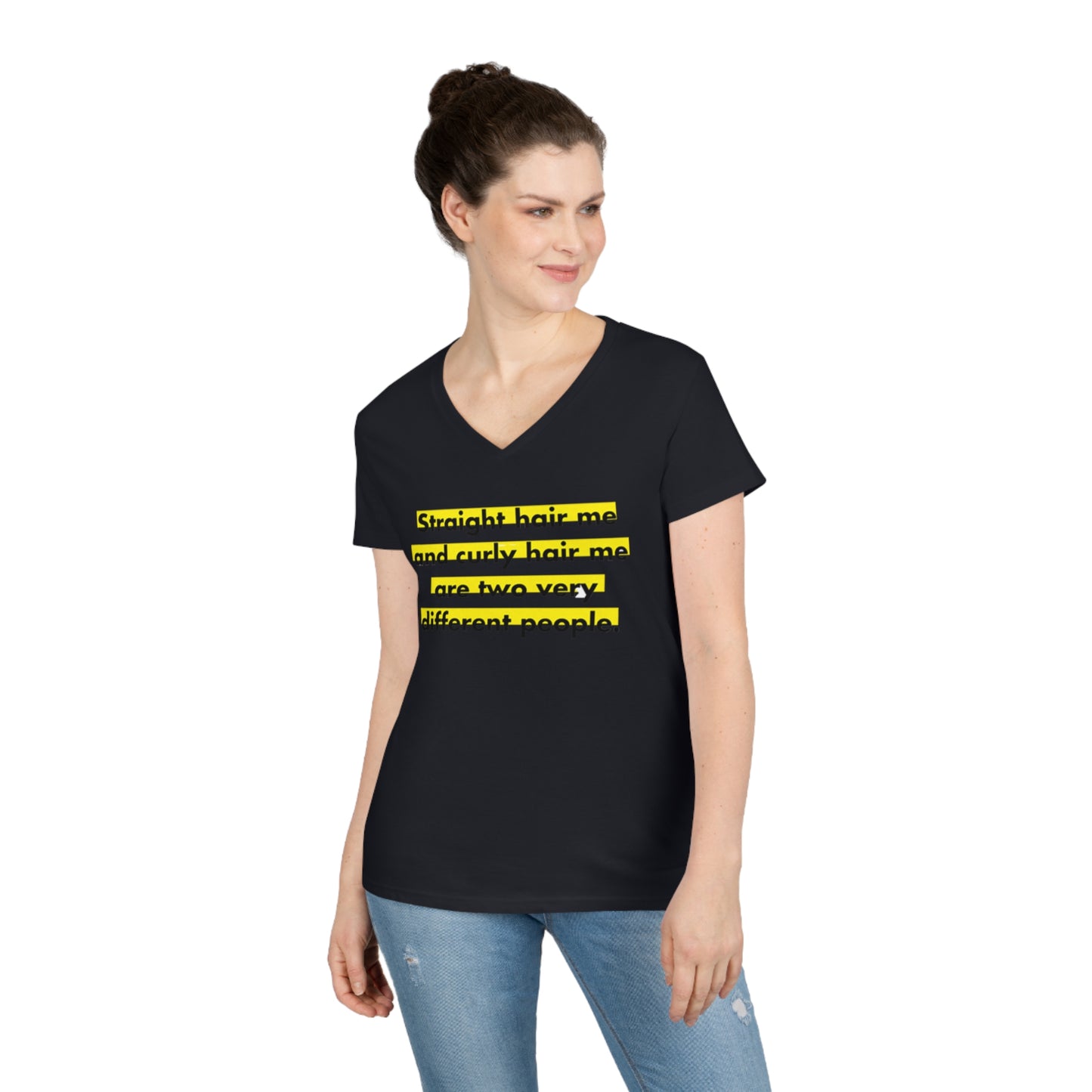 Straight & Curly Me V-Neck T-Shirt