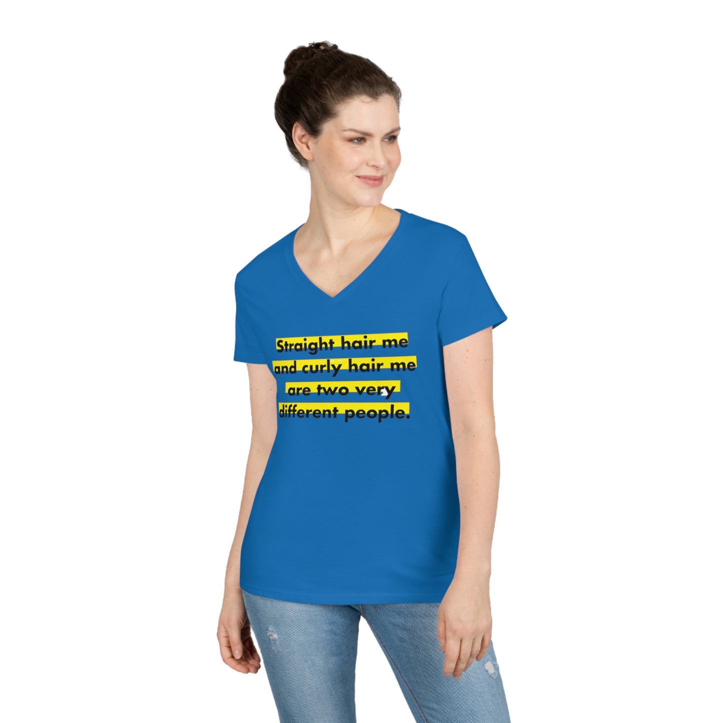 Straight & Curly Me V-Neck T-Shirt
