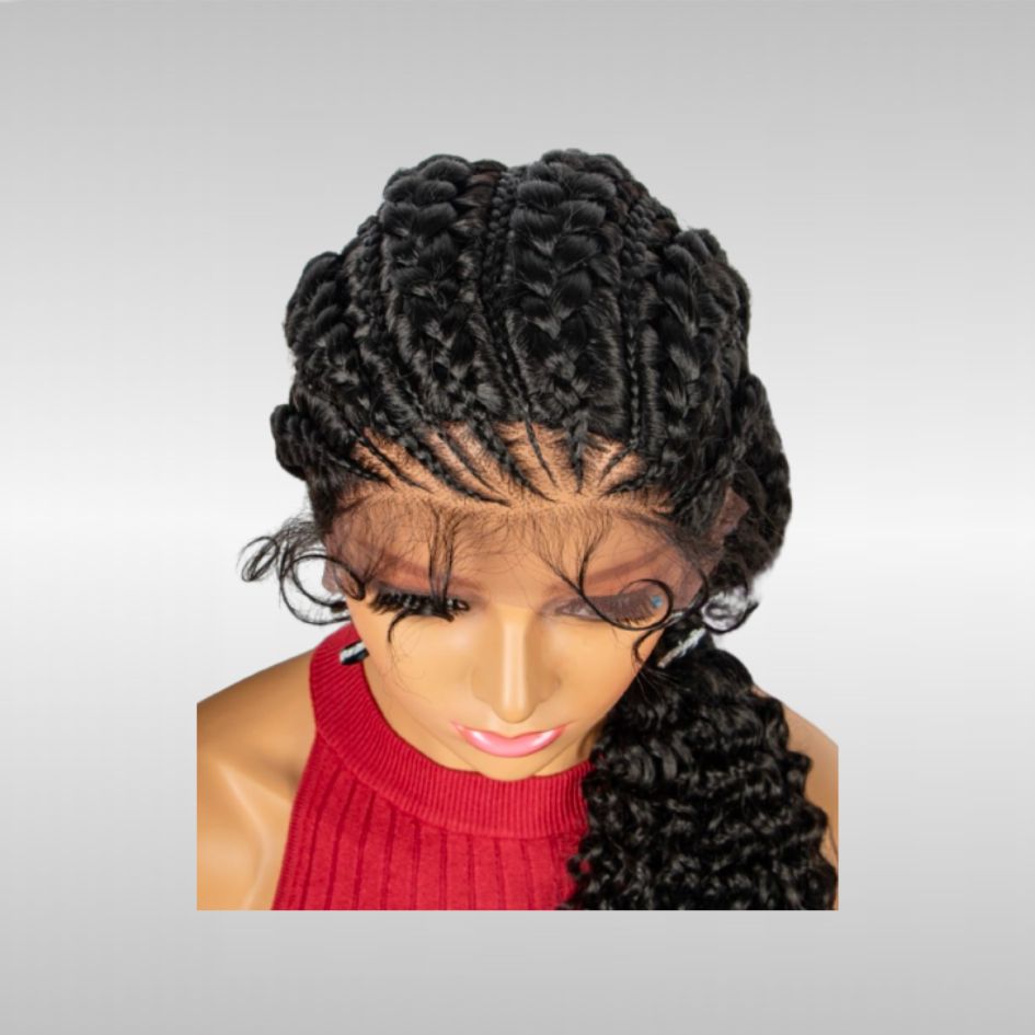 28" Curly Lace Braid Wig - 1 Tresses Cornrow Box Braids