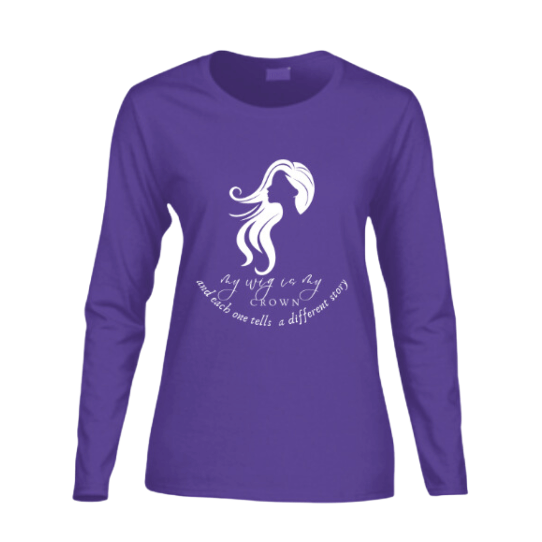 My Wig is My Crown Women's Long-Sleeve T-Shirt - White