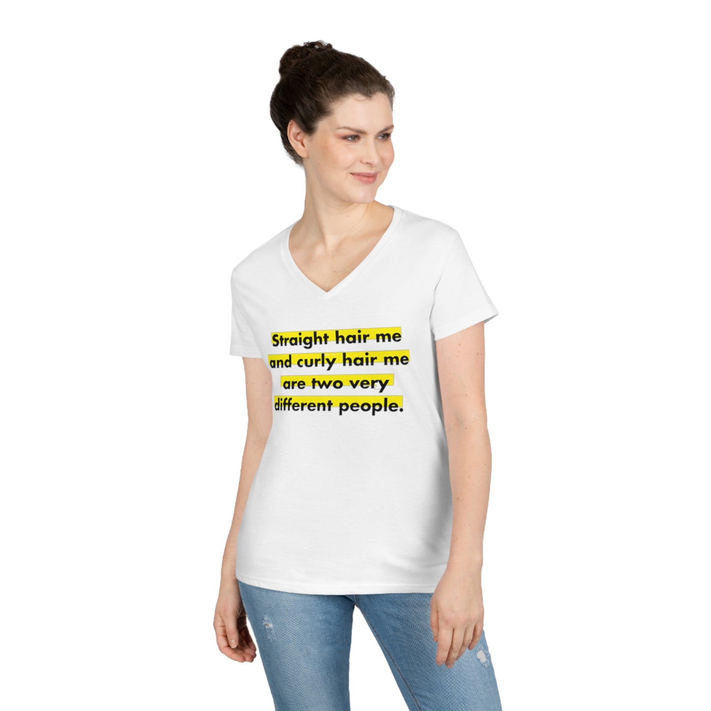 Straight & Curly Me V-Neck T-Shirt
