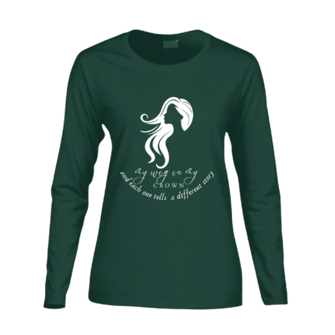 My Wig is My Crown Women's Long-Sleeve T-Shirt - White