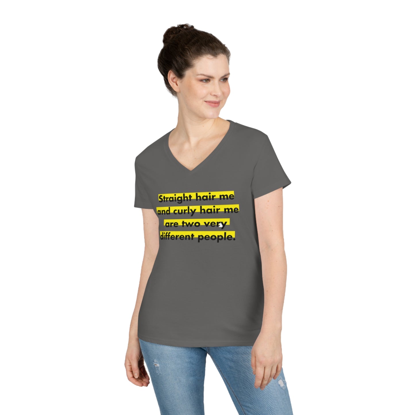 Straight & Curly Me V-Neck T-Shirt