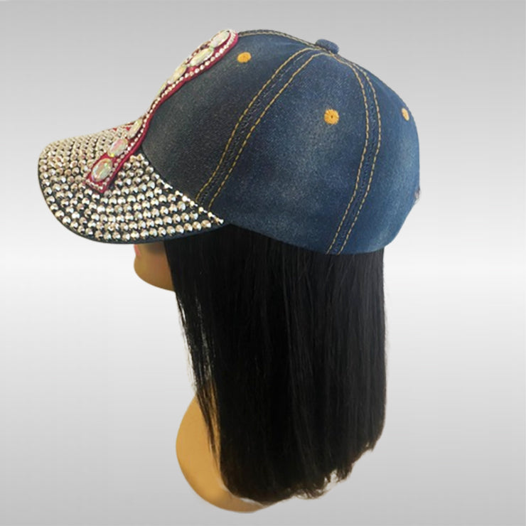 Breast Cancer Awareness Denim Bling Cap