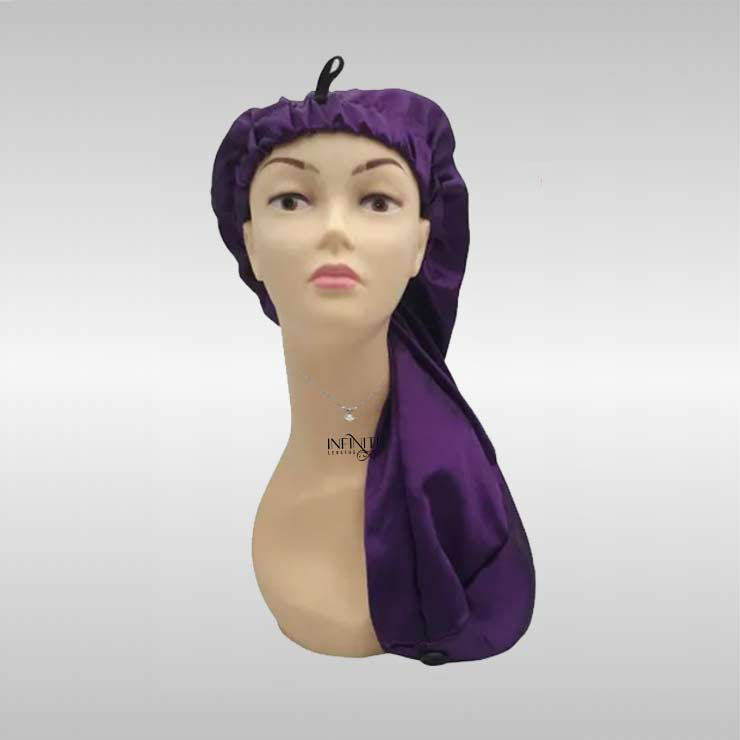 Long Silk Bonnet with Button