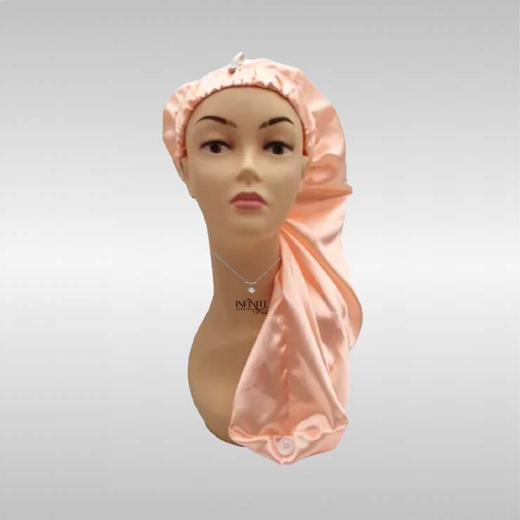 Long Silk Bonnet with Button