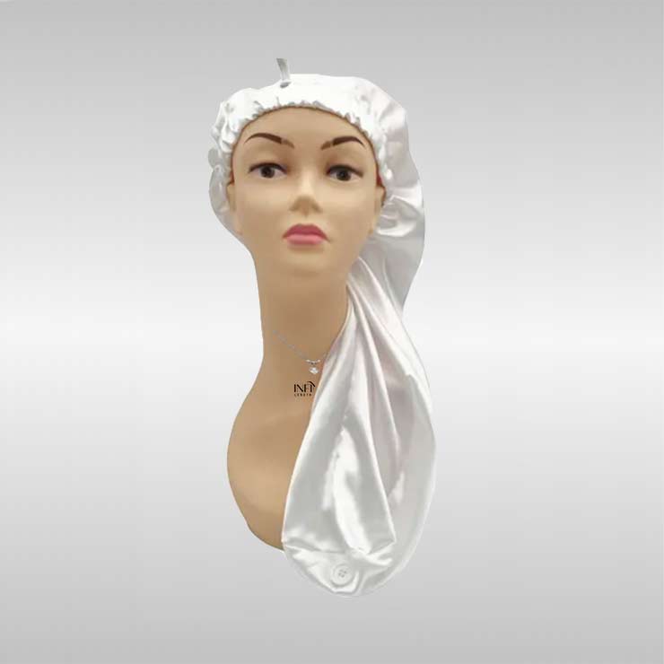 Long Silk Bonnet with Button
