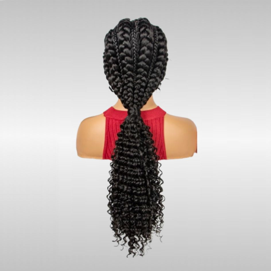 28" Curly Lace Braid Wig - 1 Tresses Cornrow Box Braids