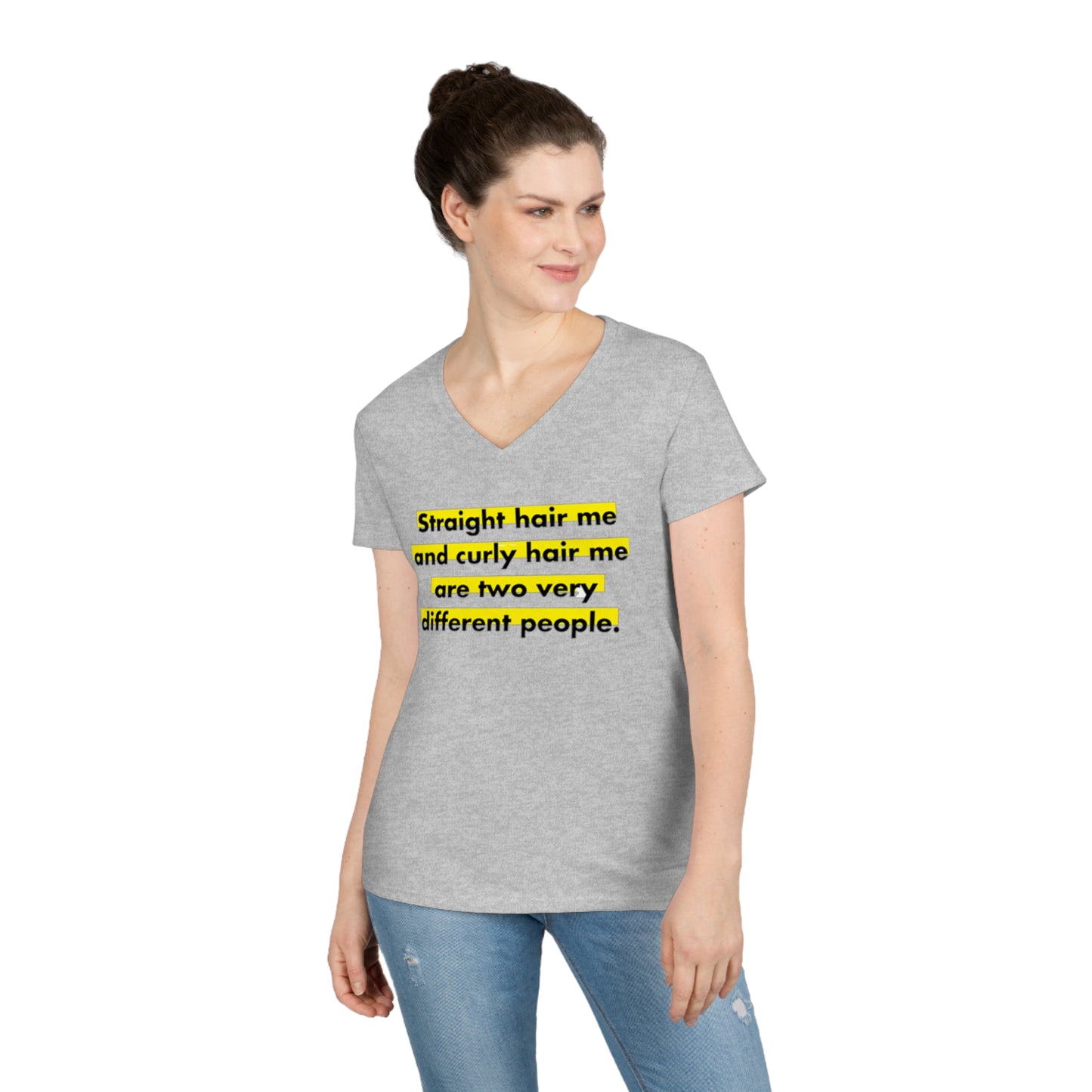 Straight & Curly Me V-Neck T-Shirt